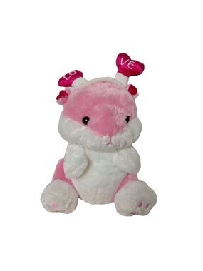 Kellytoy Pink White Hamster Plush Stuffed Animal 12 Inch